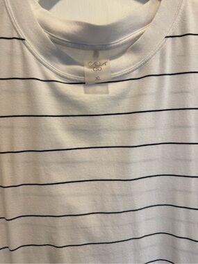 Calla White Crewneck Short Sleeve Tee with Black Stripes